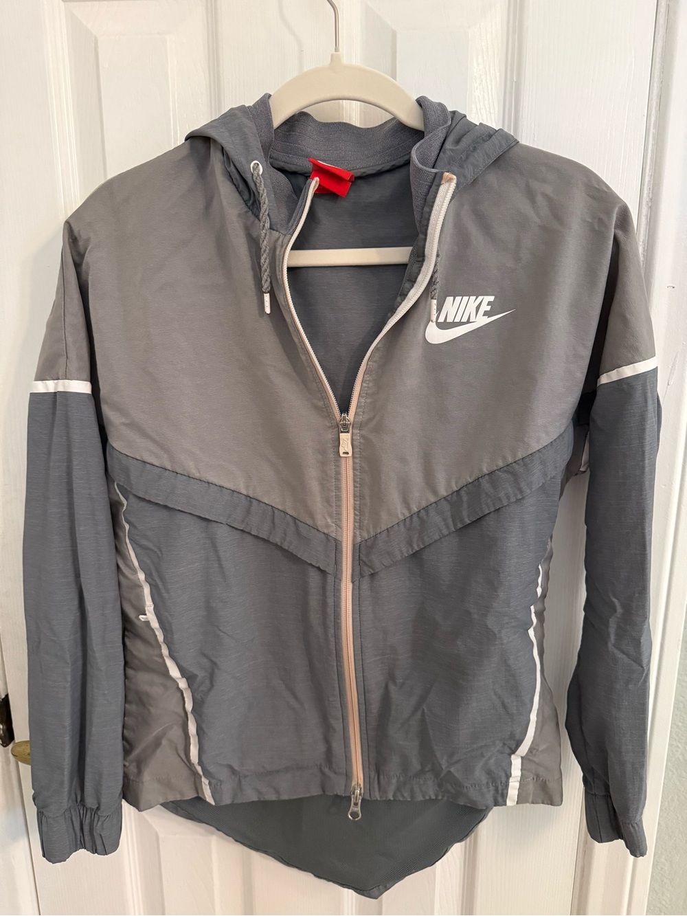 Nike Grey Hooded Zip Windbreaker Jacket